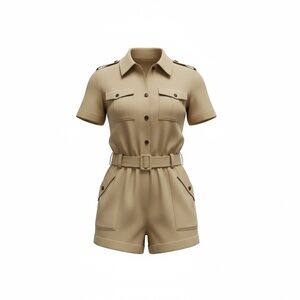 Converse Khaki Belted Denim Women's Romper, Size Small NWT‎